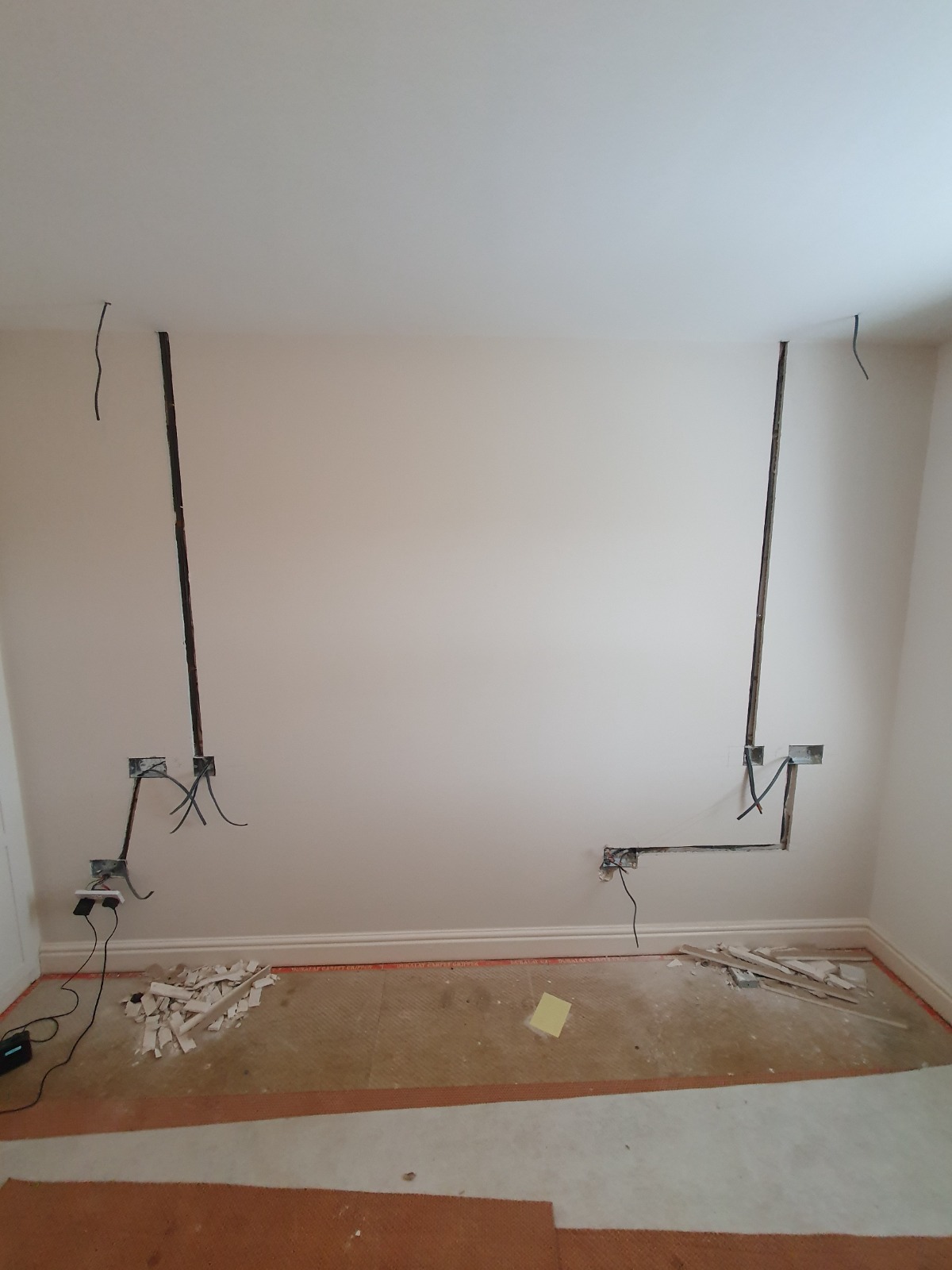 Electrical first fix chased into wall